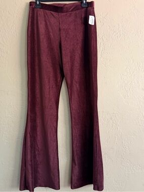 Burgundy Flared Ripped Joggers
